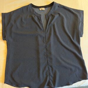 Women’s Plus Navy Blue Polka Dot Blouse